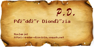 Pádár Dionízia névjegykártya